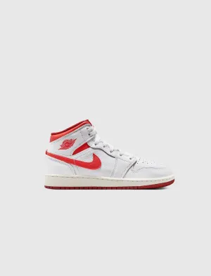 AIR JORDAN 1 MID "WHITE/DUNE RED" GS