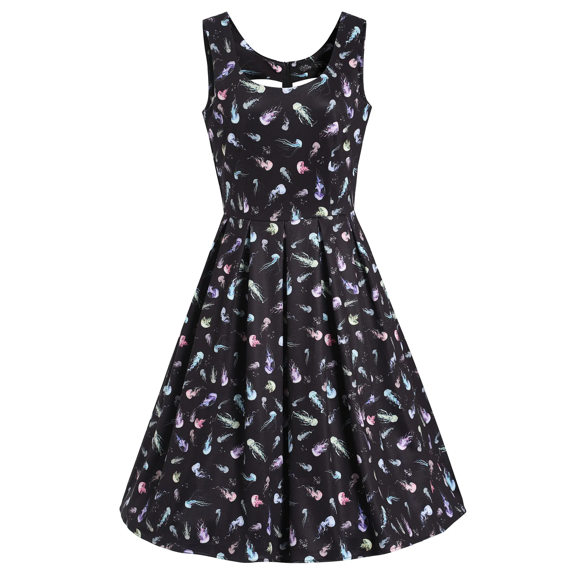 Amanda Black Jellyfish Print Swing Dress