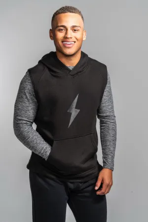 BRUCE BOLT "BOLT" Sleeveless Hoodie - BLACK w/ Black Bolt