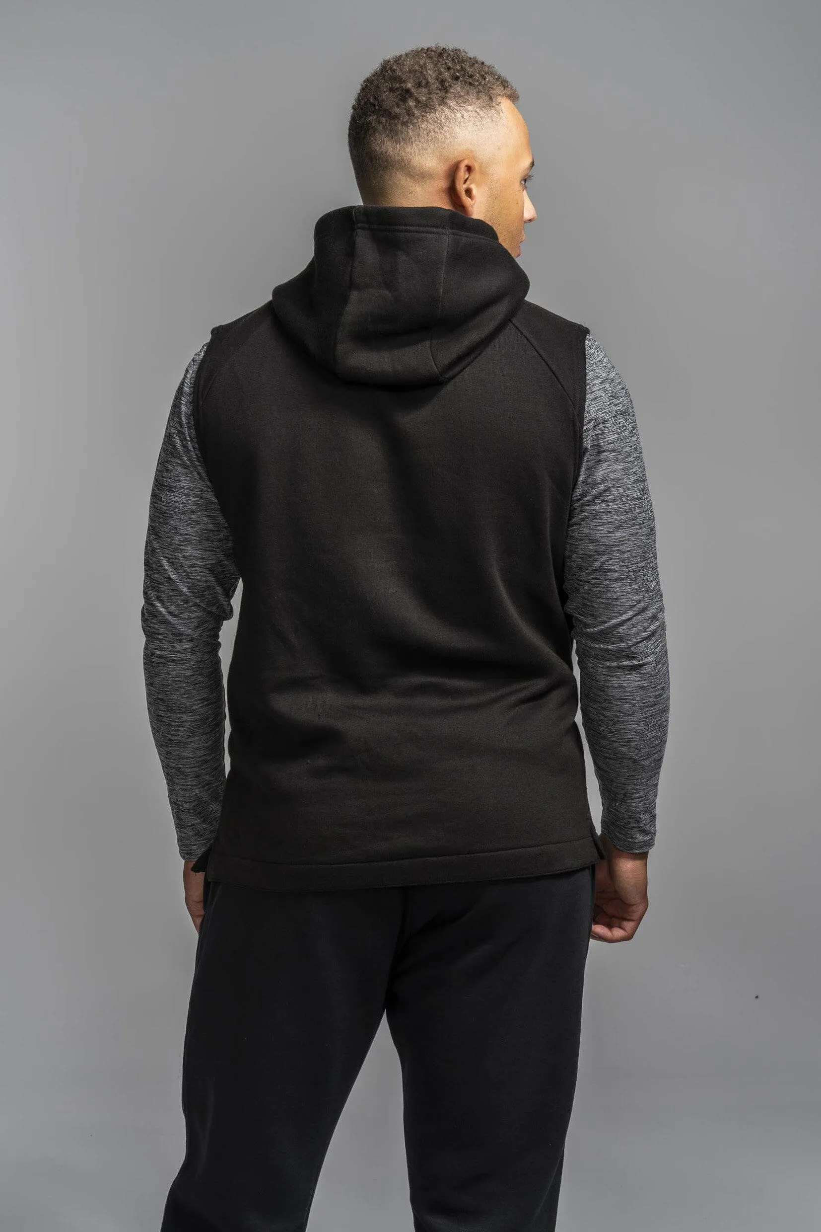 BRUCE BOLT "BOLT" Sleeveless Hoodie - BLACK w/ Black Bolt