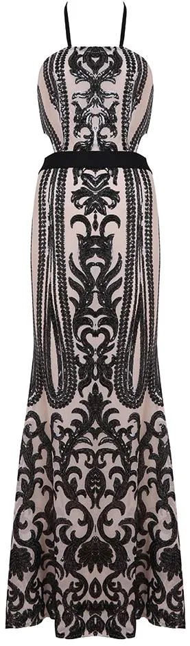 Embellished Sleeveless Mesh Gown