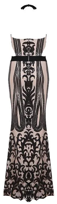 Embellished Sleeveless Mesh Gown