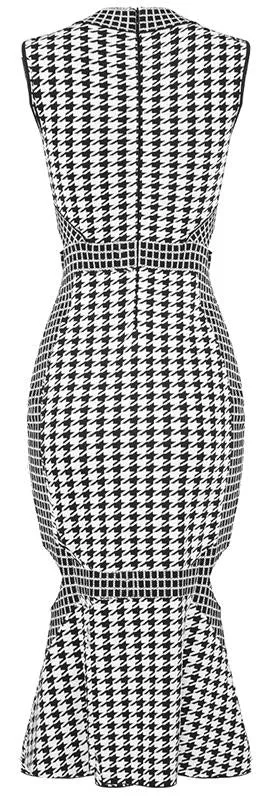 Houndstooth Cut-Out Jacquard Midi Dress