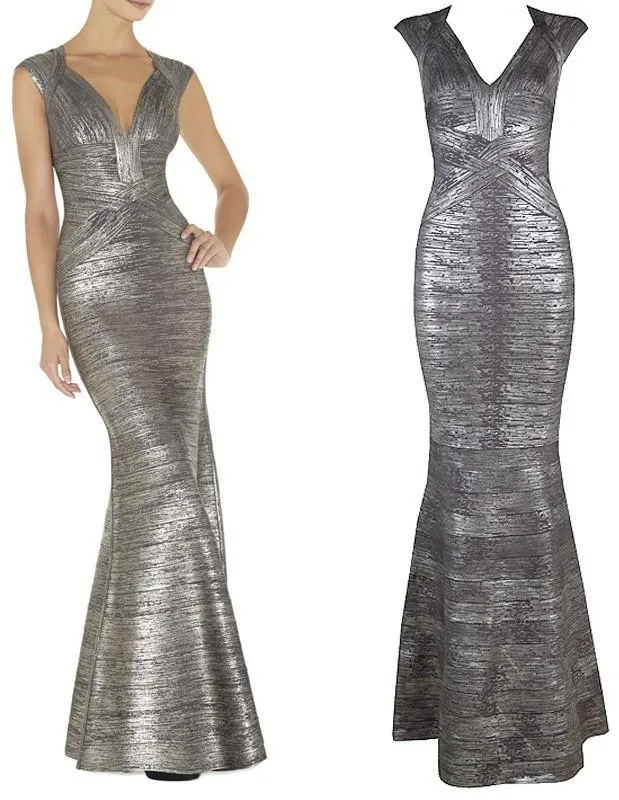 'Leslie' Woodgrain Foil Print Gown - (Various colors to choose from)