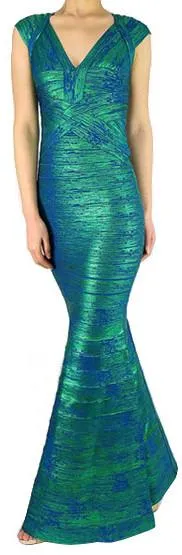 'Leslie' Woodgrain Foil Print Gown - (Various colors to choose from)