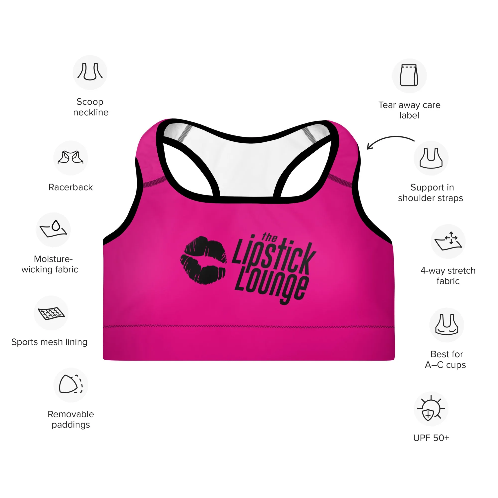 Lipstick Lounge Hot Pink Sports Bra