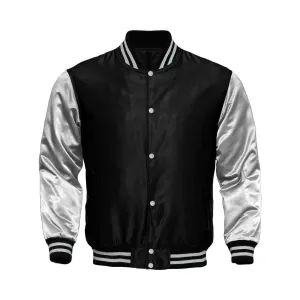 Mens Satin Jacket Black/White