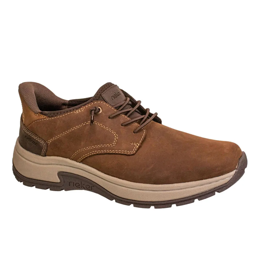 RIEKER LACE OXFORD NUBUCK BROWN TAUPE SOLE - MENS