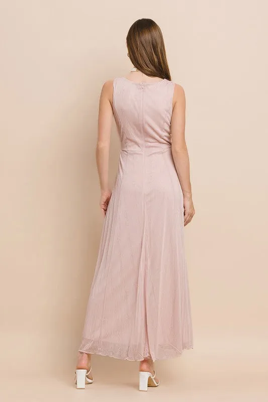 Rose Multi One Shoulder With Strap Sheer Chiffon Maxi Dress