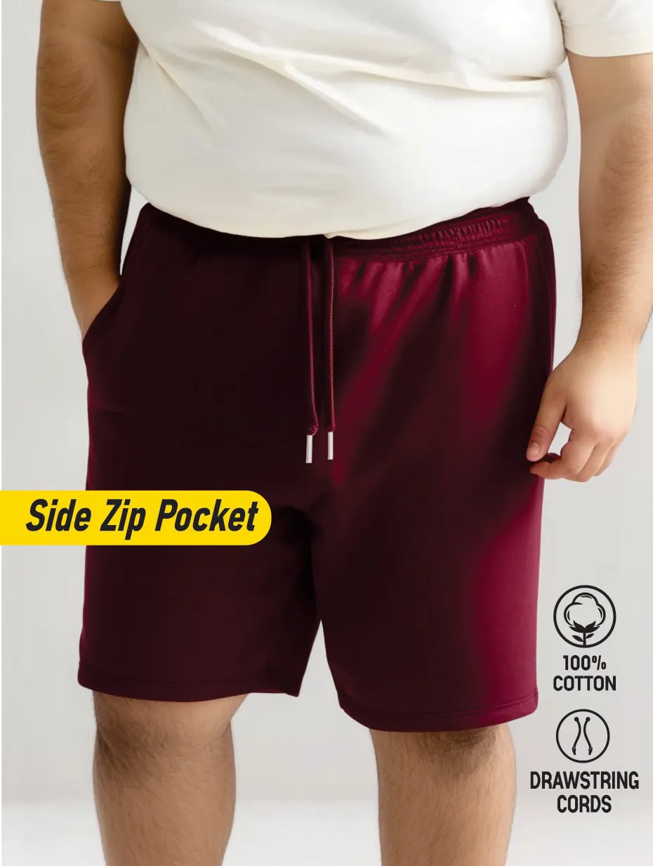 Solid Cotton Plus Size Shorts