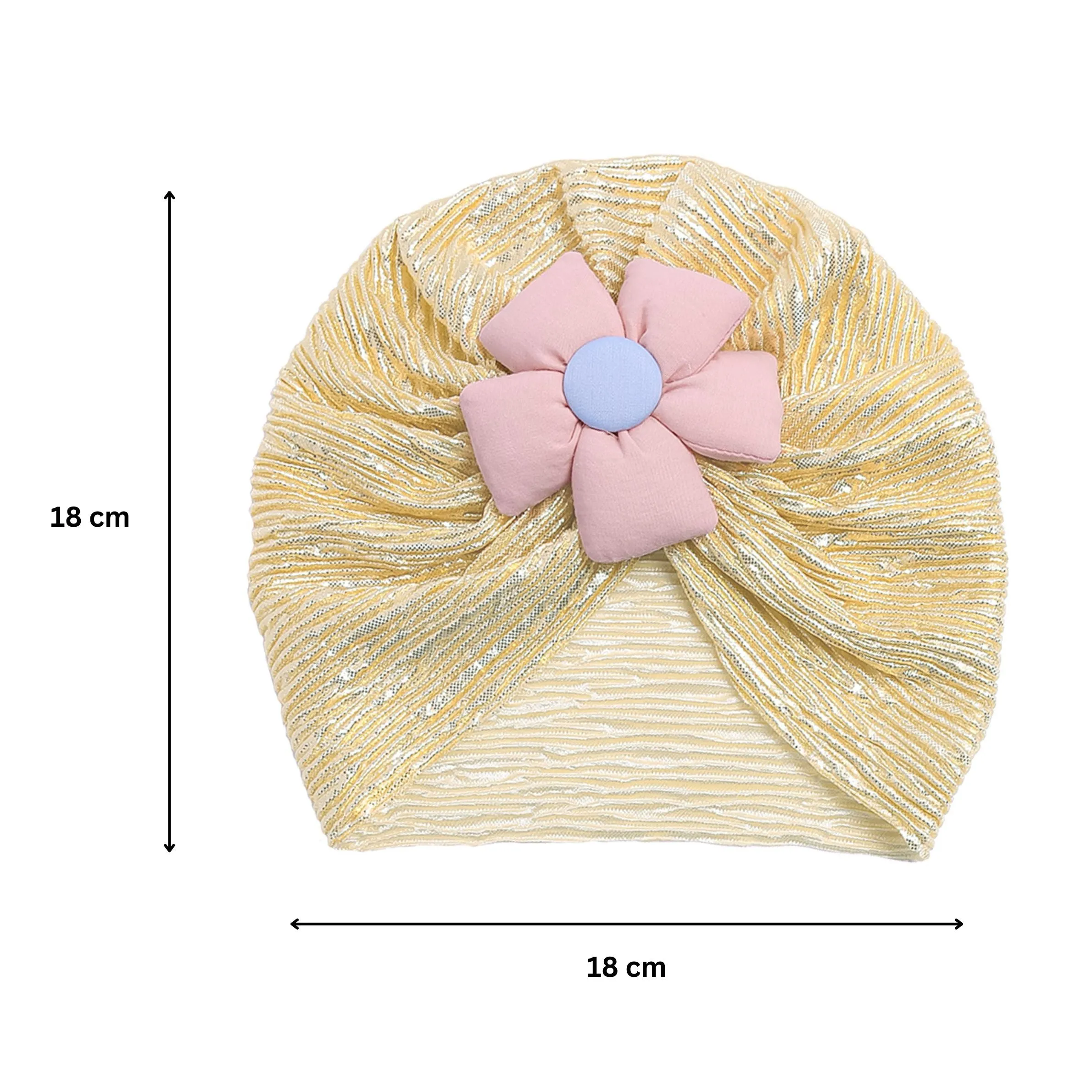 THE LITTLE LOOKERS Unisex Soft Turban Cap with Flower Bow, Beanie Cap for Newborn Baby/Infants, Baby Head-Wear | Suitable for 3 to 18 Months Baby