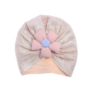 THE LITTLE LOOKERS Unisex Soft Turban Cap with Flower Bow, Beanie Cap for Newborn Baby/Infants, Baby Head-Wear | Suitable for 3 to 18 Months Baby