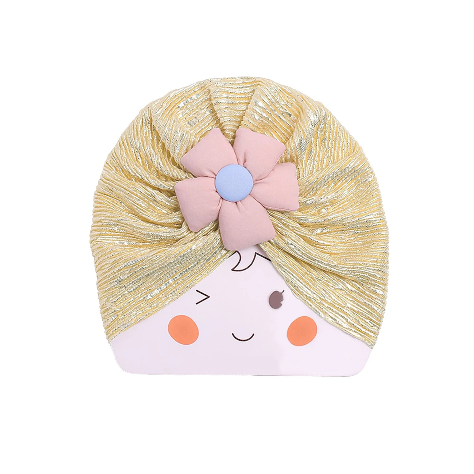 THE LITTLE LOOKERS Unisex Soft Turban Cap with Flower Bow, Beanie Cap for Newborn Baby/Infants, Baby Head-Wear | Suitable for 3 to 18 Months Baby