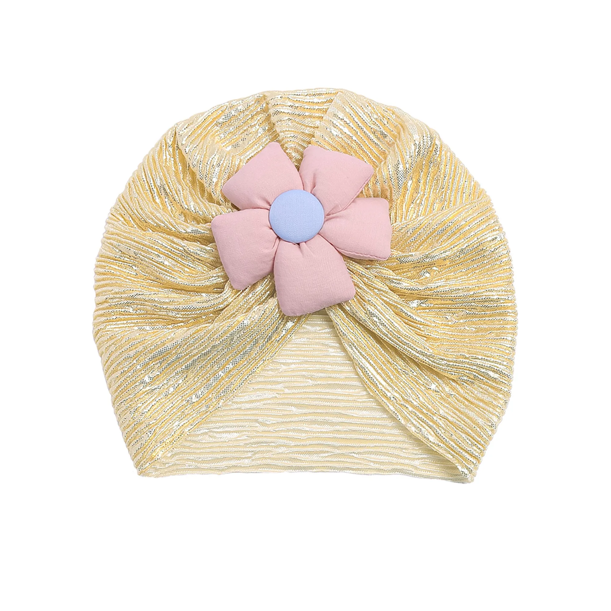 THE LITTLE LOOKERS Unisex Soft Turban Cap with Flower Bow, Beanie Cap for Newborn Baby/Infants, Baby Head-Wear | Suitable for 3 to 18 Months Baby