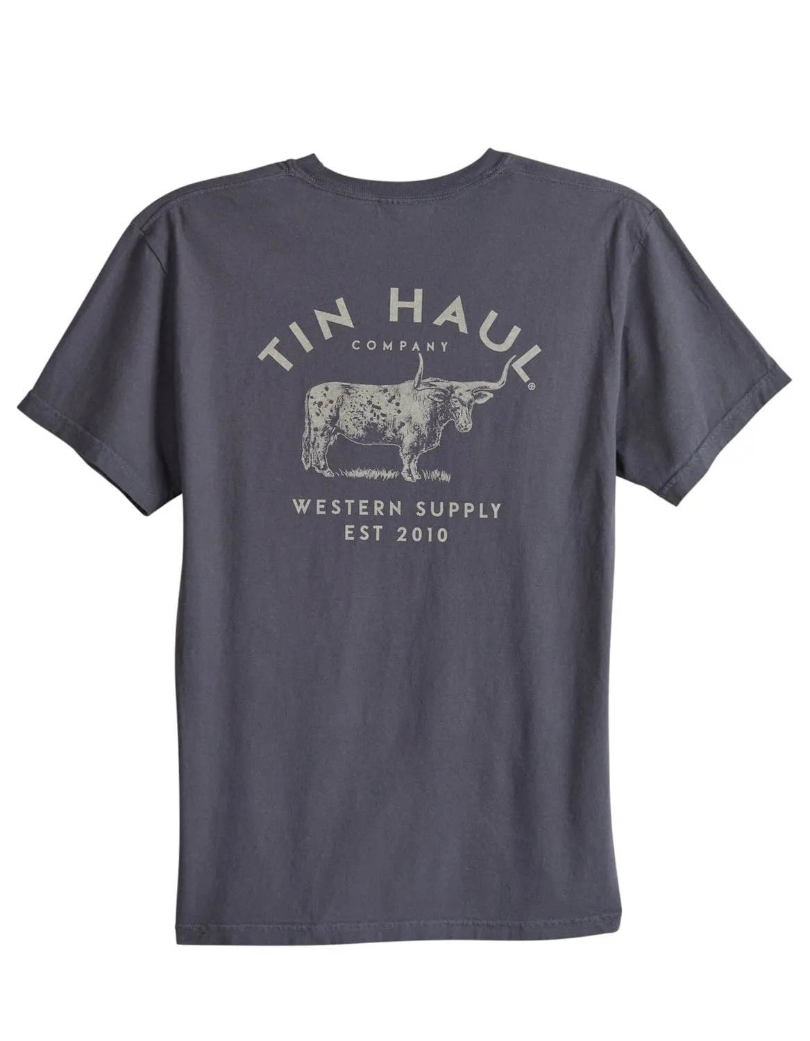 Tin Haul Mens Western Supply Bull Grey 100% Cotton S/S T-Shirt