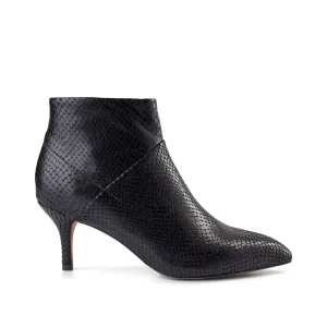 Valentine Reptile Leather Bootie - BLACK