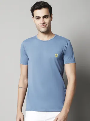 Vimal Jonney Round Neck Cotton Solid Dark Grey T-Shirt for Men