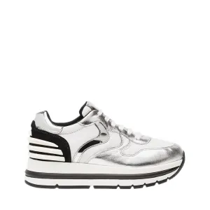 VOILE BLANCHE SNEAKERS MARAN POWER NAPPA LUX-NYLON PIUMA ARGENTO-BIANCO-NERO