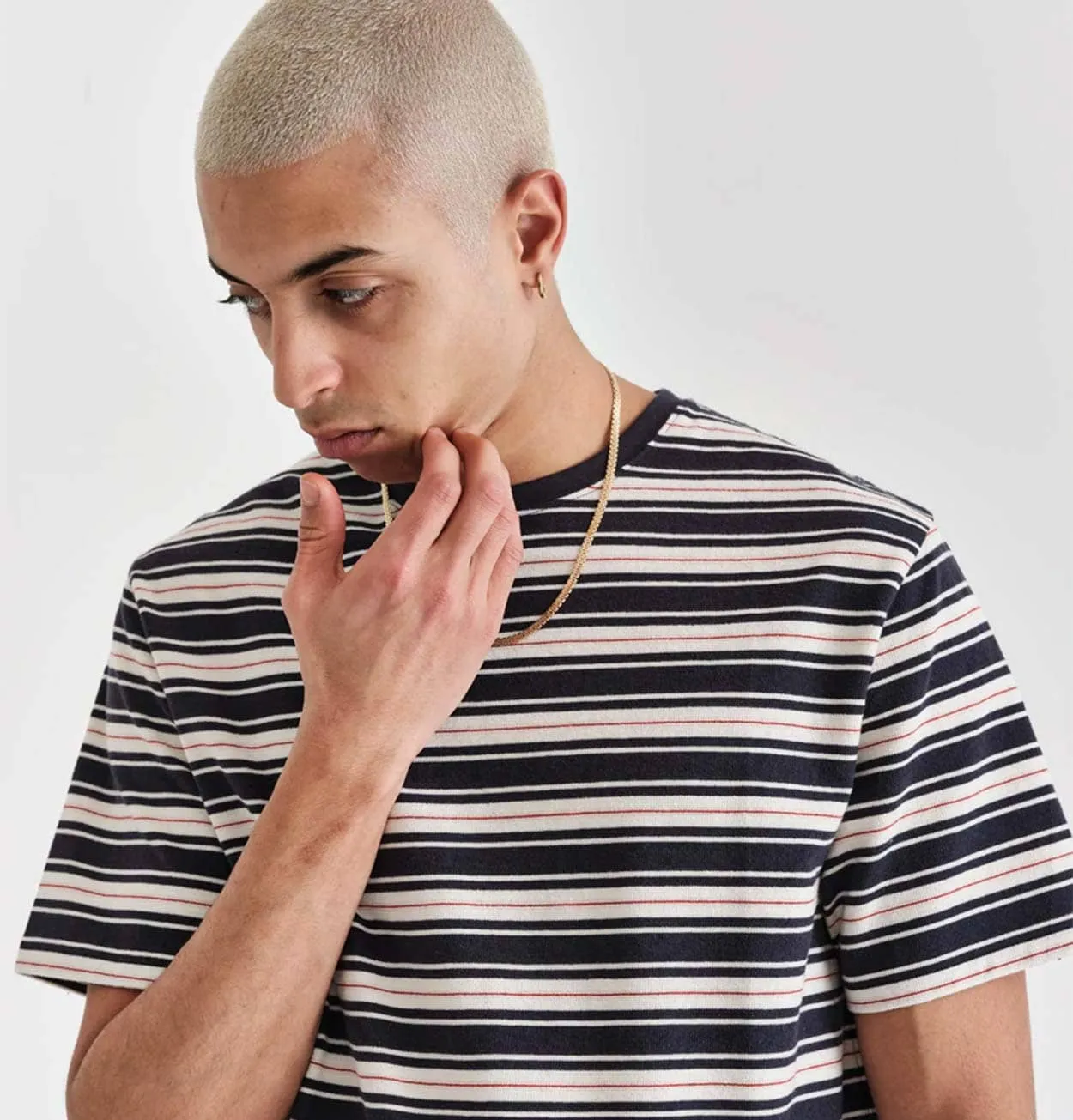 Wax London Dean T-Shirt in Navy Trail Stripe